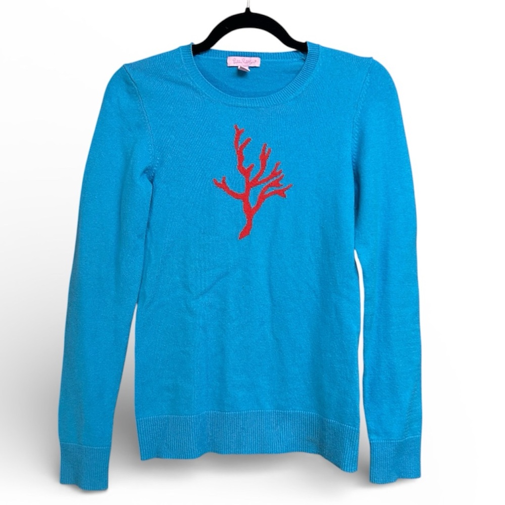Lilly Pulitzer Coral Reef Turquoise Cotton Cashmere Sweater